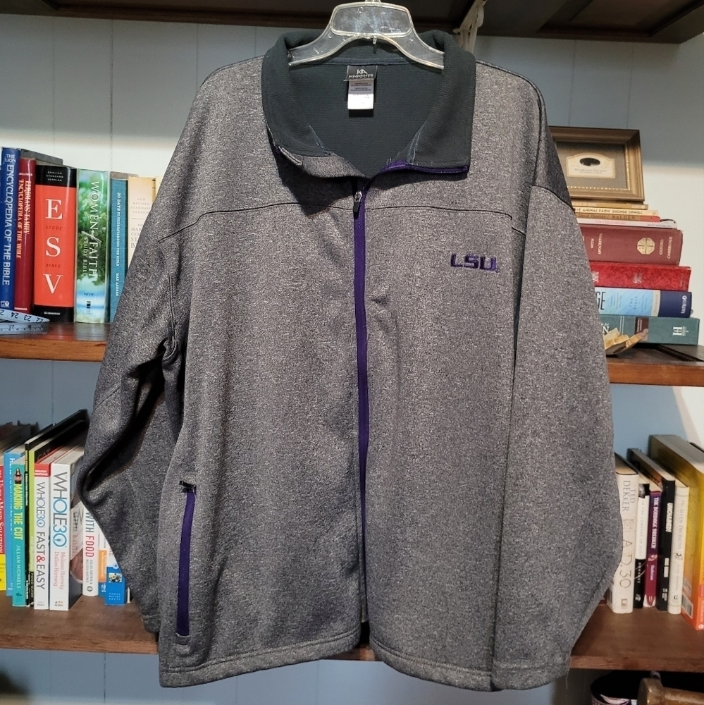 Knights Apparel LSU Gray Performance Jacket with Purple Trim